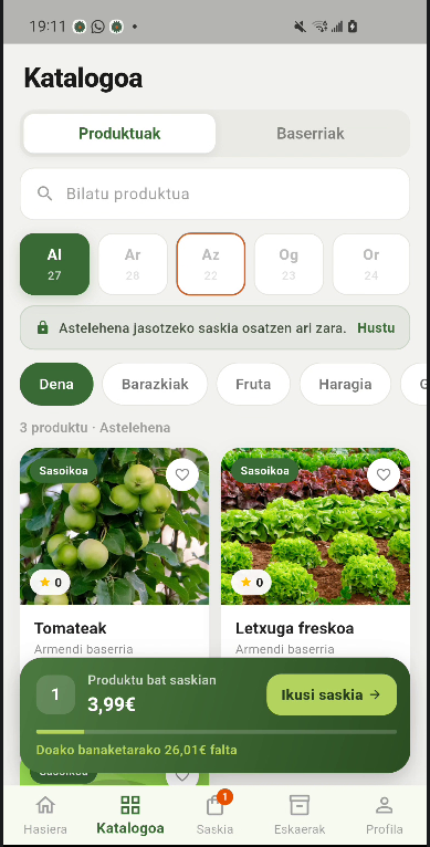 Lurreko app-aren katalogoa